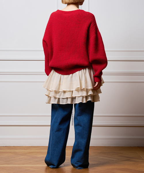 IENA LA BOUCLE(イエナラブークル)の「BASERANGE/ベースレンジ MEA PULLOVER ニット KMEPRW-WI24(ニット/セーター・レディース・レッド・X-SMALL)」の2枚目の写真