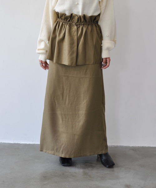 Meli rich（メリーリッチ）の「3WAYツイルロングスカート（スカート・レディース・アイボリー/ブラック/カーキ/チャコールグレー・FREE）」の2枚目の写真