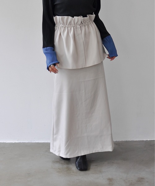 Meli rich（メリーリッチ）の「3WAYツイルロングスカート（スカート・レディース・アイボリー/ブラック/カーキ/チャコールグレー・FREE）」の3枚目の写真