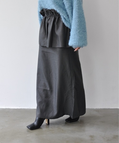 Meli rich（メリーリッチ）の「3WAYツイルロングスカート（スカート・レディース・アイボリー/ブラック/カーキ/チャコールグレー・FREE）」の20枚目の写真