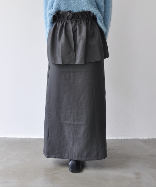 Meli rich（メリーリッチ）の「3WAYツイルロングスカート（スカート・レディース・アイボリー/ブラック/カーキ/チャコールグレー・FREE）」の19枚目の写真
