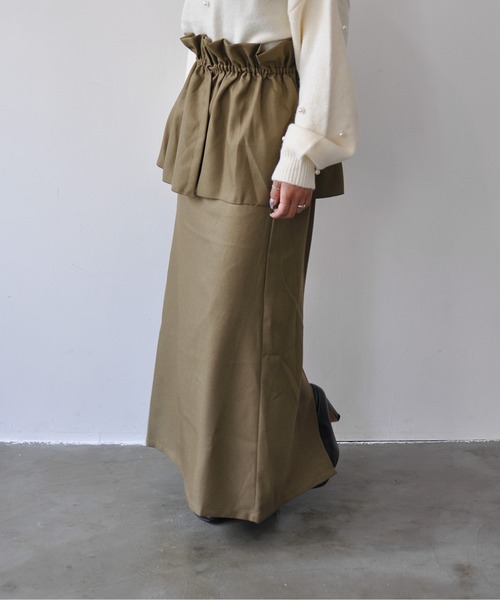 Meli rich（メリーリッチ）の「3WAYツイルロングスカート（スカート・レディース・アイボリー/ブラック/カーキ/チャコールグレー・FREE）」の5枚目の写真