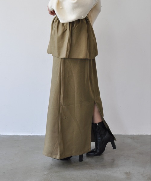Meli rich（メリーリッチ）の「3WAYツイルロングスカート（スカート・レディース・アイボリー/ブラック/カーキ/チャコールグレー・FREE）」の6枚目の写真