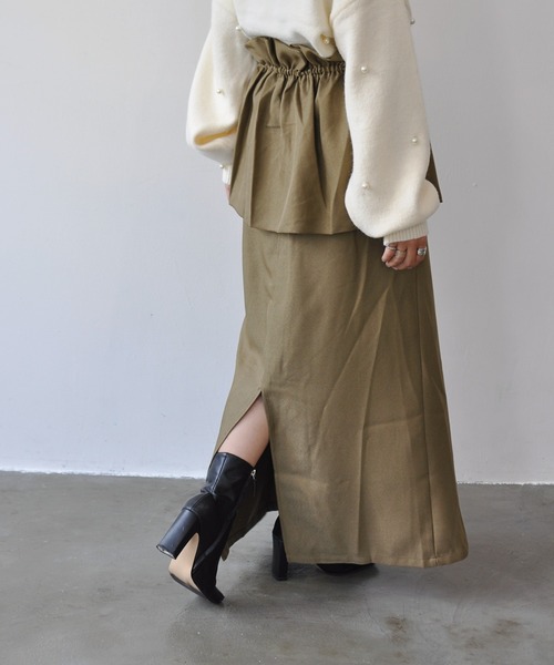 Meli rich（メリーリッチ）の「3WAYツイルロングスカート（スカート・レディース・アイボリー/ブラック/カーキ/チャコールグレー・FREE）」の8枚目の写真