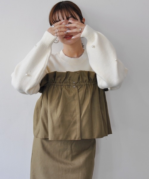 Meli rich（メリーリッチ）の「3WAYツイルロングスカート（スカート・レディース・アイボリー/ブラック/カーキ/チャコールグレー・FREE）」の9枚目の写真