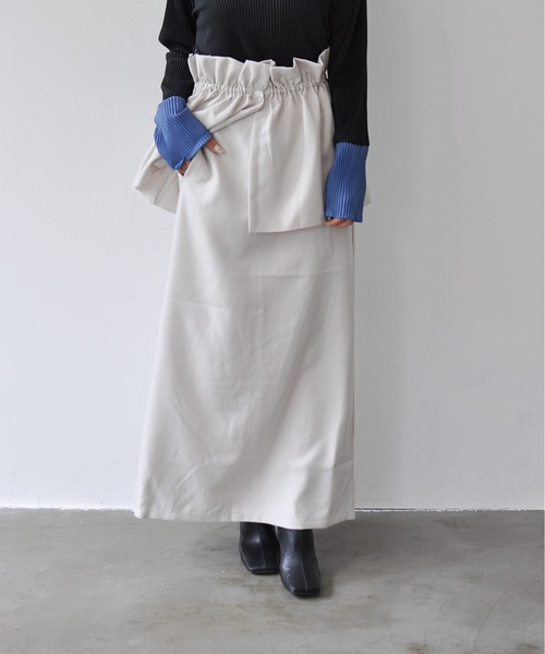 Meli rich（メリーリッチ）の「3WAYツイルロングスカート（スカート・レディース・アイボリー/ブラック/カーキ/チャコールグレー・FREE）」の13枚目の写真