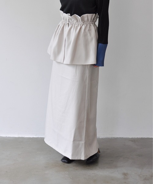 Meli rich（メリーリッチ）の「3WAYツイルロングスカート（スカート・レディース・アイボリー/ブラック/カーキ/チャコールグレー・FREE）」の14枚目の写真