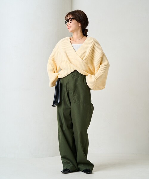 FREAK'S STORE(フリークスストア)の「限定展開 2WAY クロス デザイン ニット プルオーバー(ニット/セーター・レディース・ベージュ/ブラック/チャコールグレー/ナチュラル・フリ-)」の16枚目の写真