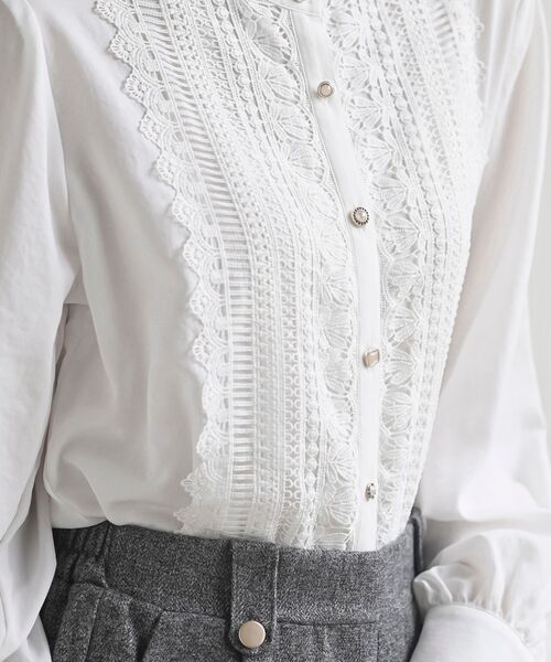 美品・21年モデル✨パラスパレス バンドカラー シャツブラウス ホワイト 2021-l1-topnew1.jpg