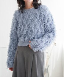 リボンヤーンショート丈ニット