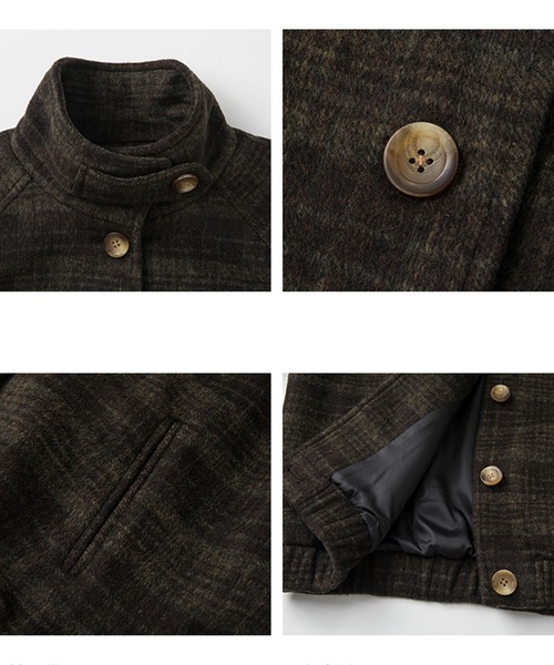 パラスパレス　サイズ2 ウール　スタンドカラー　　ジャケット　チェック　ベージュ パラスパレス サイズ2 ウール スタンドカラー ジャケット