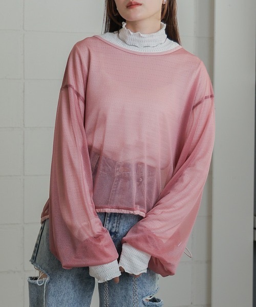 Bab(バブ)の「シアードロストトップス(Tシャツ/カットソー・レディース・ホワイト系その他/ピンク/サックスブルー・FREE)」の3枚目の写真