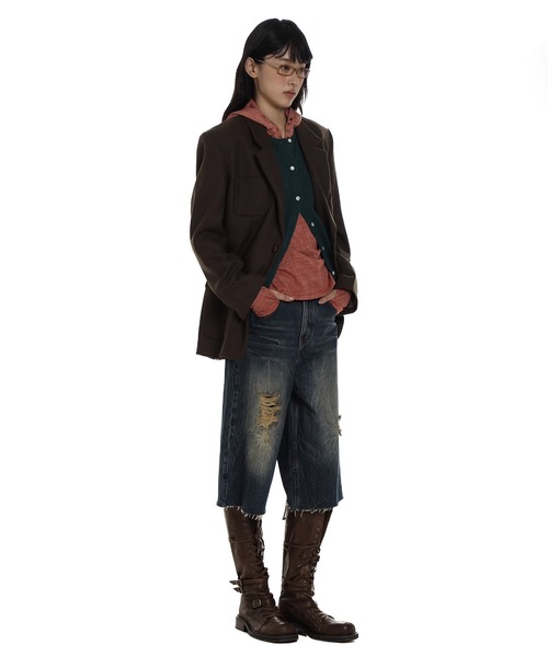 Moromoro2(モロモロ)の「ウールミックスジャケット SU0107【Moromoro2】【2024AW】(テーラードジャケット・レディース・ブラウン/ブラック・L/M/S/XS)」の10枚目の写真