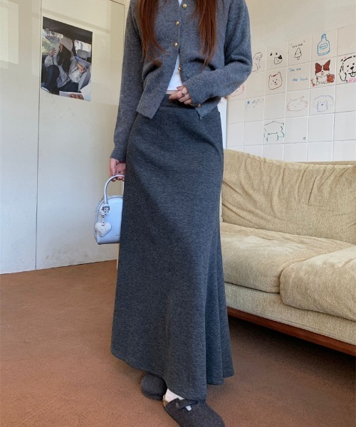 FREE STYLISTS(フリー スタイリスト)の「YUGA_YGMC 裏起毛 Aラインマキシスカート(スカート・レディース・ブラック/ダークグレー/ライトグレー・FREE)」の10枚目の写真