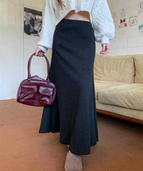 FREE STYLISTS(フリー スタイリスト)の「YUGA_YGMC 裏起毛 Aラインマキシスカート(スカート・レディース・ブラック/ダークグレー/ライトグレー・FREE)」の22枚目の写真