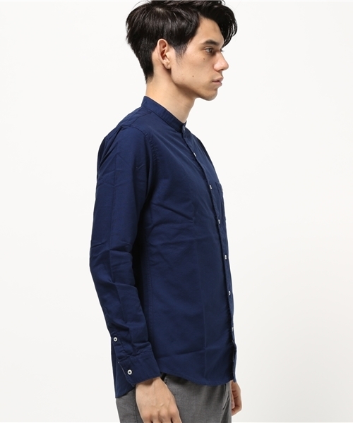 ikka（イッカ）の「ストレッチピーチオックスバンドカラー（シャツ/ブラウス・メンズ・ネイビー/ホワイト・MEDIUM/LARGE/X-LARGE）」の9枚目の写真