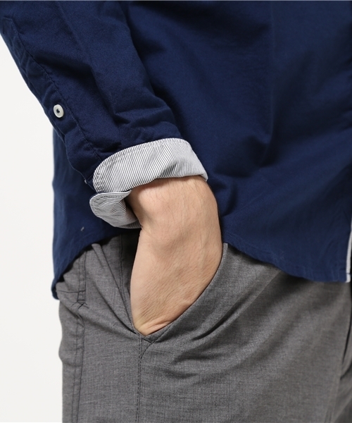 ikka（イッカ）の「ストレッチピーチオックスバンドカラー（シャツ/ブラウス・メンズ・ネイビー/ホワイト・MEDIUM/LARGE/X-LARGE）」の13枚目の写真