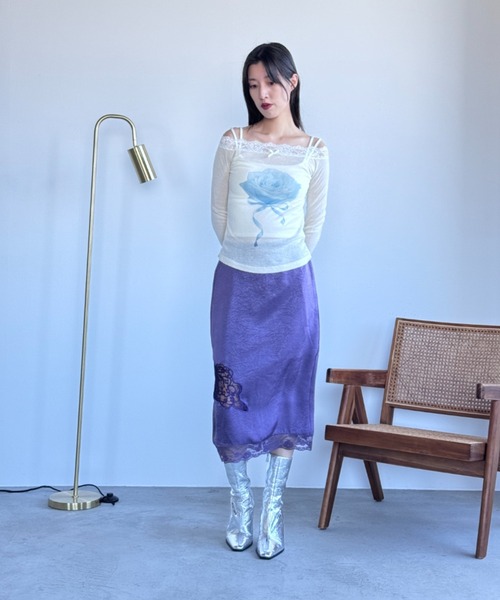 tシャツ 「scent of roses」レースオフショルダーインナーTシャツ レディース セール】【scent of roses】レースオフショルダーインナーT