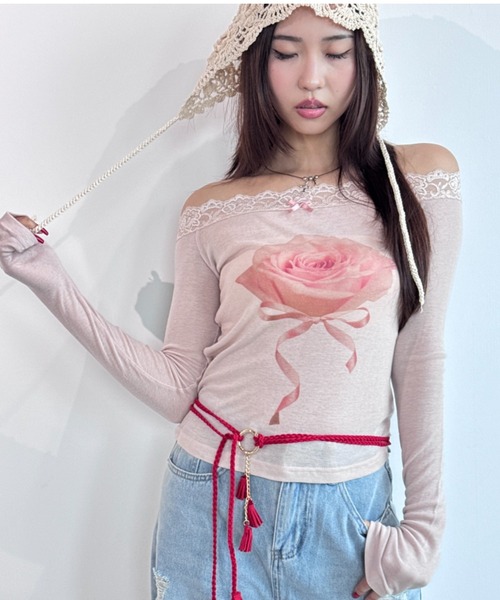 セール】【scent of roses】レースオフショルダーインナーTシャツ（T 
