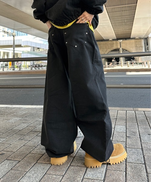 sedacle(セダクル)の「スタッズコットンパンツ【SETUP着用可能】(デニムパンツ・メンズ・ネイビー/ベージュ/ブラック/ブラウン・LARGE/MEDIUM/SMALL)」の2枚目の写真