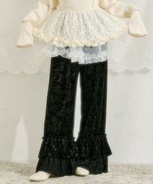 【クティールとレトロ】レースドッキングベロアパンツ
