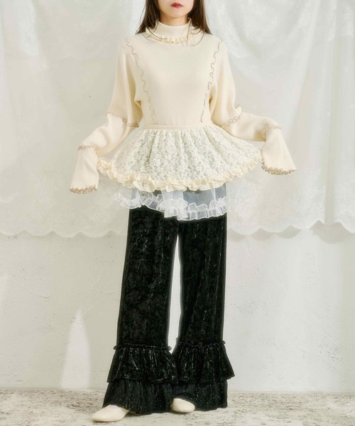 kutir（クティール）の「【クティールとレトロ】レースドッキングベロアパンツ（その他パンツ・レディース・ブラック/ベージュ/アイボリー/ブラック系その他・FREE）」の21枚目の写真