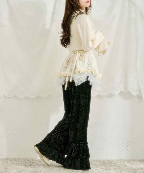 kutir（クティール）の「【クティールとレトロ】レースドッキングベロアパンツ（その他パンツ・レディース・ブラック/ベージュ/アイボリー/ブラック系その他・FREE）」の19枚目の写真