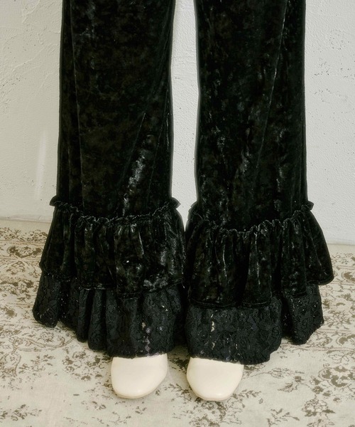 kutir（クティール）の「【クティールとレトロ】レースドッキングベロアパンツ（その他パンツ・レディース・ブラック/ベージュ/アイボリー/ブラック系その他・FREE）」の17枚目の写真