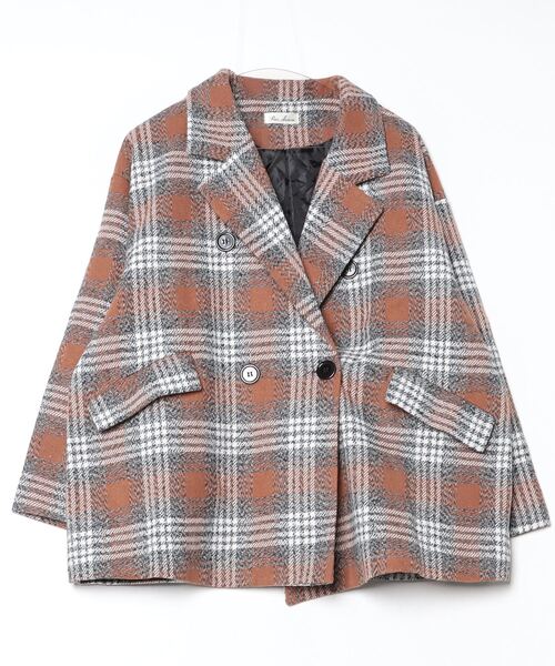 セール】チェックオーバージャケットアウター（テーラードジャケット