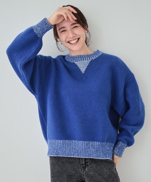 Cutie Blonde(キューティーブロンド)の「【S-LL】スウェットのように気軽に着られるニット(ニット/セーター・レディース・ベージュ/ライトグレー/ブラック/ブルー・01/02/03/04)」の4枚目の写真