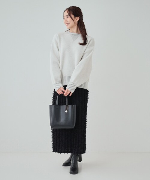 Cutie Blonde(キューティーブロンド)の「【S-LL】スウェットのように気軽に着られるニット(ニット/セーター・レディース・ベージュ/ライトグレー/ブラック/ブルー・01/02/03/04)」の7枚目の写真