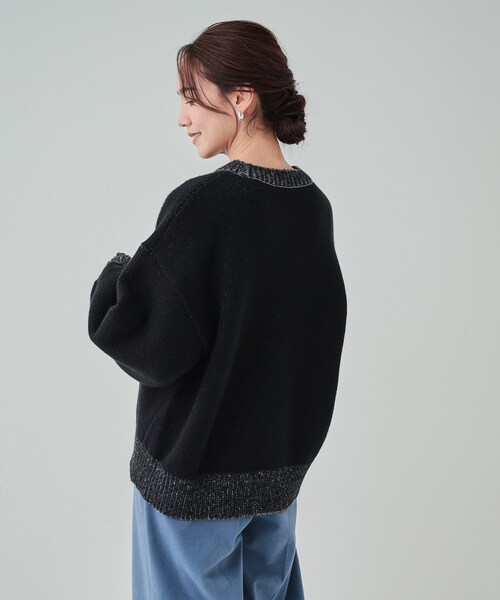 Cutie Blonde(キューティーブロンド)の「【S-LL】スウェットのように気軽に着られるニット(ニット/セーター・レディース・ベージュ/ライトグレー/ブラック/ブルー・01/02/03/04)」の10枚目の写真