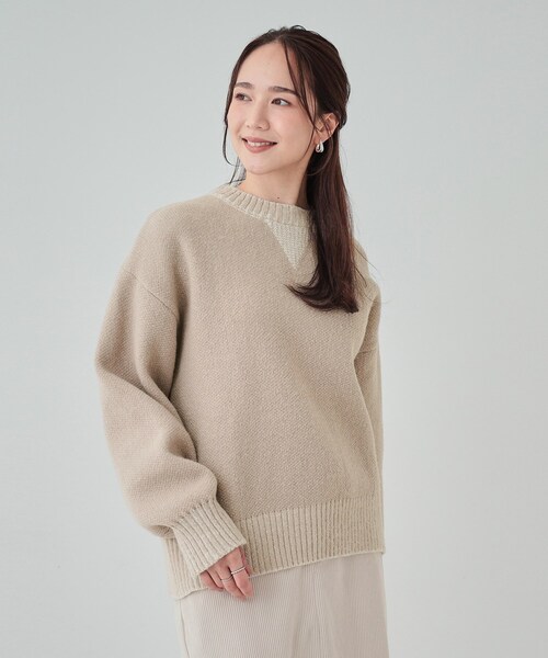 Cutie Blonde(キューティーブロンド)の「【S-LL】スウェットのように気軽に着られるニット(ニット/セーター・レディース・ベージュ/ライトグレー/ブラック/ブルー・01/02/03/04)」の13枚目の写真