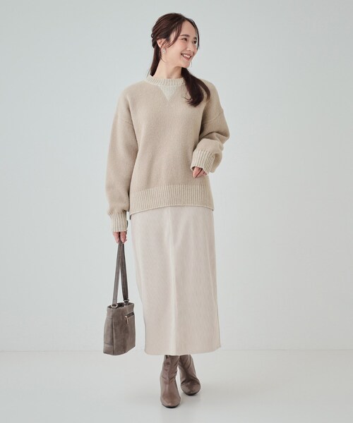 Cutie Blonde(キューティーブロンド)の「【S-LL】スウェットのように気軽に着られるニット(ニット/セーター・レディース・ベージュ/ライトグレー/ブラック/ブルー・01/02/03/04)」の15枚目の写真