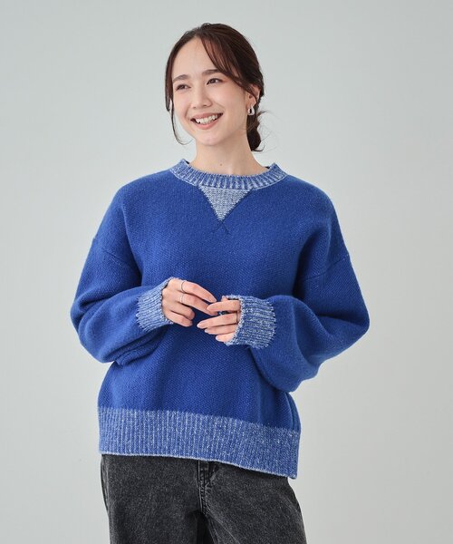 Cutie Blonde(キューティーブロンド)の「【S-LL】スウェットのように気軽に着られるニット(ニット/セーター・レディース・ベージュ/ライトグレー/ブラック/ブルー・01/02/03/04)」の17枚目の写真