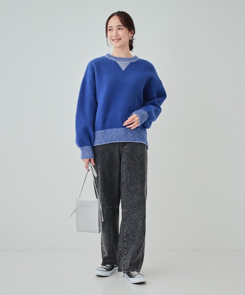 Cutie Blonde(キューティーブロンド)の「【S-LL】スウェットのように気軽に着られるニット(ニット/セーター・レディース・ベージュ/ライトグレー/ブラック/ブルー・01/02/03/04)」の19枚目の写真