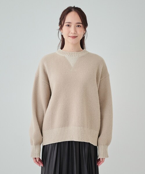 Cutie Blonde(キューティーブロンド)の「【S-LL】スウェットのように気軽に着られるニット(ニット/セーター・レディース・ベージュ/ライトグレー/ブラック/ブルー・01/02/03/04)」の21枚目の写真