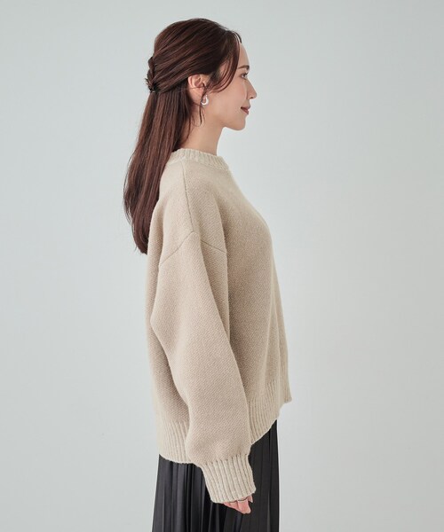 Cutie Blonde(キューティーブロンド)の「【S-LL】スウェットのように気軽に着られるニット(ニット/セーター・レディース・ベージュ/ライトグレー/ブラック/ブルー・01/02/03/04)」の22枚目の写真
