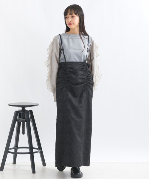 セール】シャーリングサスペンダースカート（つなぎ