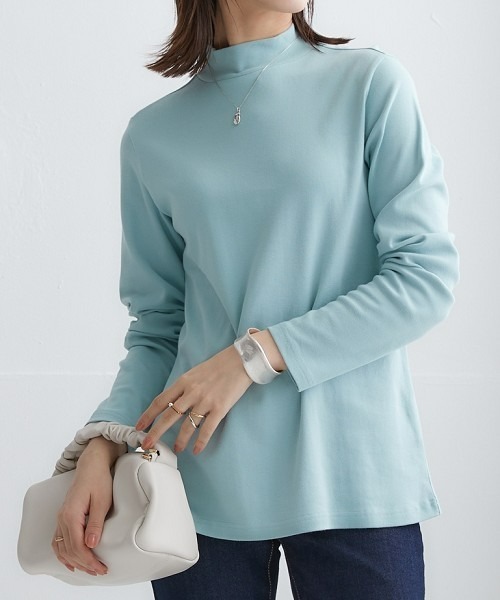 nissen（ニッセン）の「ＵＶカット綿１００％フライス素材ハイネックフレアチュニックTシャツ（Tシャツ/カットソー・レディース・ミント/ラベンダー/チャコール/グリーン/カーキ/ワイン/グリーン系その他/オフホワイト/ブルー/ブラック/ライトグレー・M/S/LL/L/3L）」の7枚目の写真