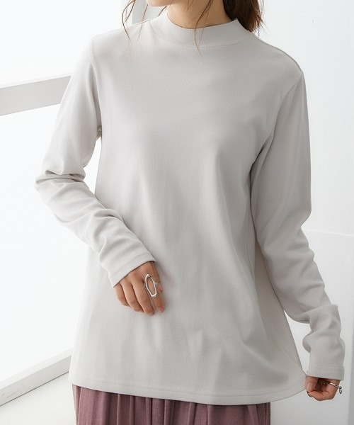 nissen（ニッセン）の「ＵＶカット綿１００％フライス素材ハイネックフレアチュニックTシャツ（Tシャツ/カットソー・レディース・ミント/ラベンダー/チャコール/グリーン/カーキ/ワイン/グリーン系その他/オフホワイト/ブルー/ブラック/ライトグレー・M/S/LL/L/3L）」の12枚目の写真