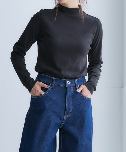 nissen（ニッセン）の「ＵＶカット綿１００％フライス素材ハイネックフレアチュニックTシャツ（Tシャツ/カットソー・レディース・ミント/ラベンダー/チャコール/グリーン/カーキ/ワイン/グリーン系その他/オフホワイト/ブルー/ブラック/ライトグレー・M/S/LL/L/3L）」の15枚目の写真