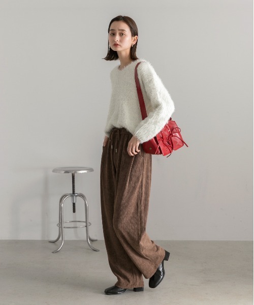 ad thie（アドティエ）の「コーデュロイ ワイドパンツ（その他パンツ・レディース・ブラック/ブラウン・FREE）」の9枚目の写真