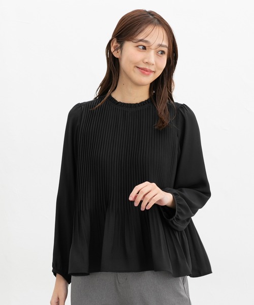 Honeys(ハニーズ)の「プリーツ使いブラウス(シャツ/ブラウス・レディース・ブラック/ホワイト/ピンク系/ミント/クリーム/ブラウン/グレイッシュブルー/グレイッシュベージュ・LL/S/M/L/3L)」の16枚目の写真