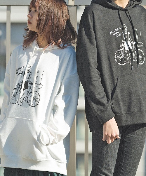 MODISH GAZE(モディシュガゼ)の「【MODISH GAZE】ゆる線画プリントビッグシルエットプルパーカー(パーカー・レディース・ブラック/ダークカーキ/ホワイト・MEDIUM)」の20枚目の写真