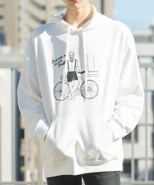 MODISH GAZE(モディシュガゼ)の「【MODISH GAZE】ゆる線画プリントビッグシルエットプルパーカー(パーカー・レディース・ブラック/ダークカーキ/ホワイト・MEDIUM)」の21枚目の写真