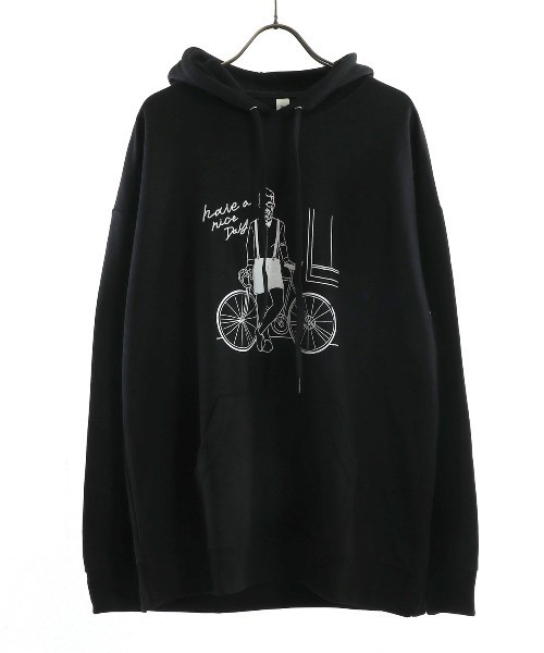 MODISH GAZE(モディシュガゼ)の「【MODISH GAZE】ゆる線画プリントビッグシルエットプルパーカー(パーカー・レディース・ブラック/ダークカーキ/ホワイト・MEDIUM)」の12枚目の写真