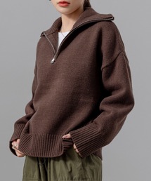 DAY CLOSET | レディース 長袖2WAYハーフジップ/ハイネックリブニットトップス(ニット/セーター)