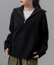 DAY CLOSET | レディース 長袖2WAYハーフジップ/ハイネックリブニットトップス(ニット/セーター)