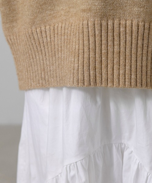 DAY CLOSET（デイ クローゼット）の「レディース 長袖2WAYハーフジップ/ハイネックリブニットトップス（ニット/セーター・レディース・ベージュ/ホワイト/ブラウン/ブラック/グレー・FREE）」の6枚目の写真